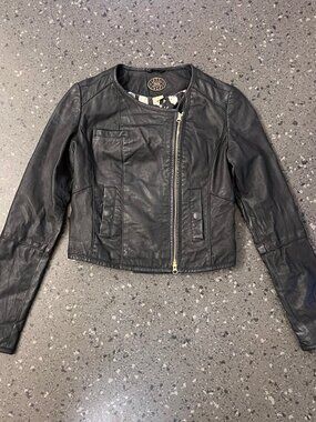 Idra Black Leather Moto Jacket - Cropped